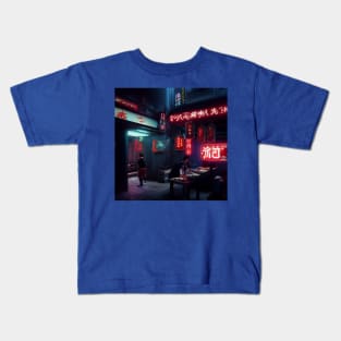 Cyberpunk Tokyo Ramen Shop Kids T-Shirt